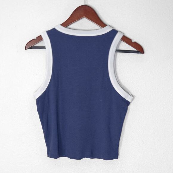 Care Bears Women’s Tank Top Blue Kidcore Y2K Grunge Ribbed Contrast Trim Size XL - Picture 2 of 4